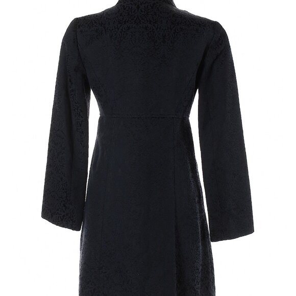 Nanette Lepore Double Breasted Brocade Trench Coat Jacket Navy Blue Sz 2 - Picture 2 of 3